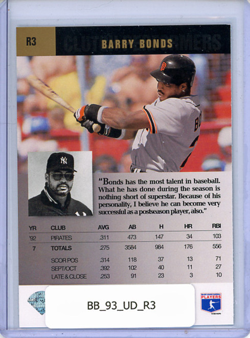 Barry Bonds 1993 Upper Deck, Clutch Performers #R3