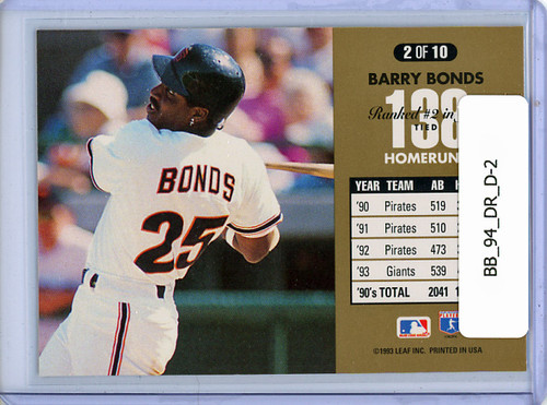 Barry Bonds 1994 Donruss, Dominators #2