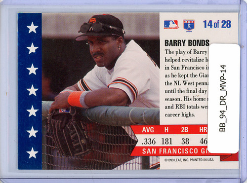 Barry Bonds 1994 Donruss, MVPs #14