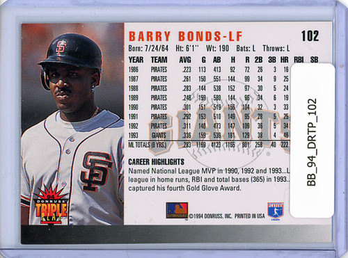 Barry Bonds 1994 Triple Play #102