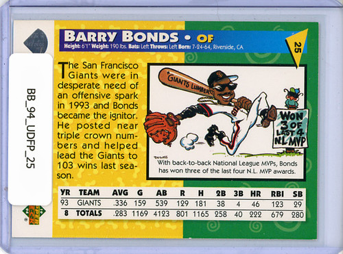 Barry Bonds 1994 Upper Deck Fun Pack #25