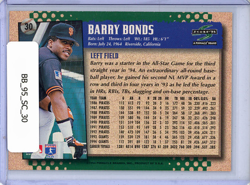 Barry Bonds 1995 Score #30