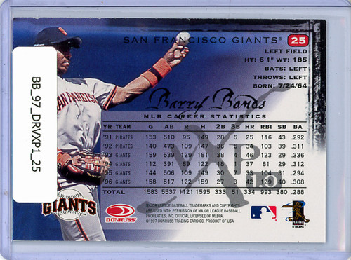 Barry Bonds 1997 Donruss VxP 1.0 #25