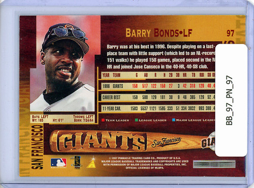 Barry Bonds 1997 Pinnacle #97