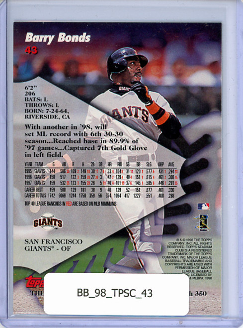 Barry Bonds 1998 Stadium Club #43