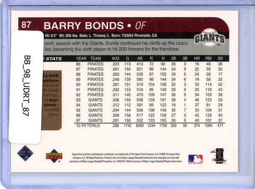 Barry Bonds 1998 UD Retro #87