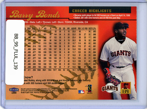 Barry Bonds 1999 Ultra #139