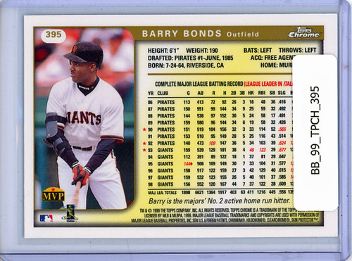 Barry Bonds 1999 Topps Chrome #395