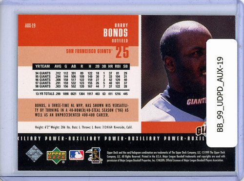 Barry Bonds 1999 UD PowerDeck, Auxiliary #AUX-19