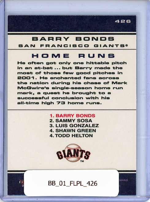 Barry Bonds 2001 Platinum #426 Chart Toppers