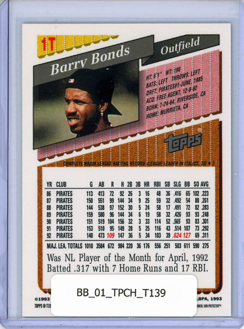Barry Bonds 2001 Topps Chrome Traded #T139 1993 Topps