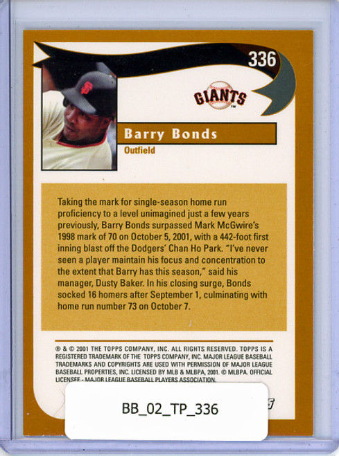 Barry Bonds 2002 Topps #336 Season Highlight