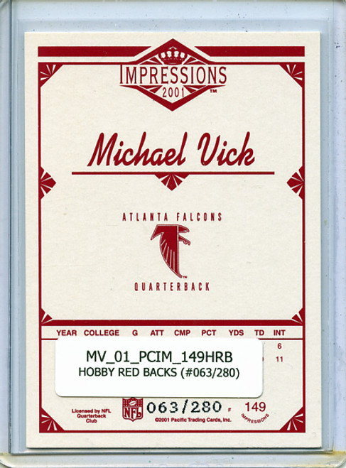 Michael Vick 2001 Pacific Impressions #149 Hobby Red Backs (#063/280)