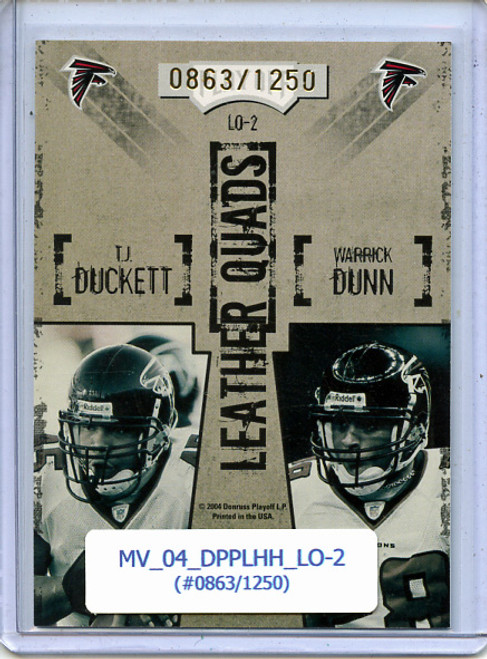 Michael Vick, Peerless Price, Warrick Dunn, T.J. Duckett 2004 Playoff Hogg Heaven, Leather Quads #LQ-2 (#0863/1250)