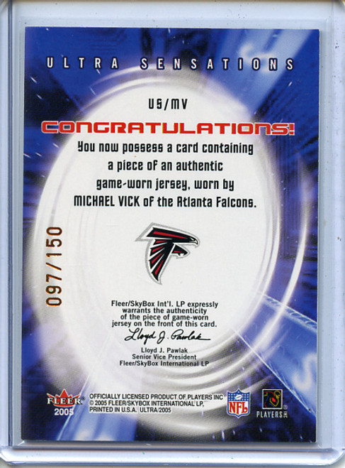 Michael Vick 2005 Ultra, Ultra Sensations Jerseys #US/MV Copper (#097/150)