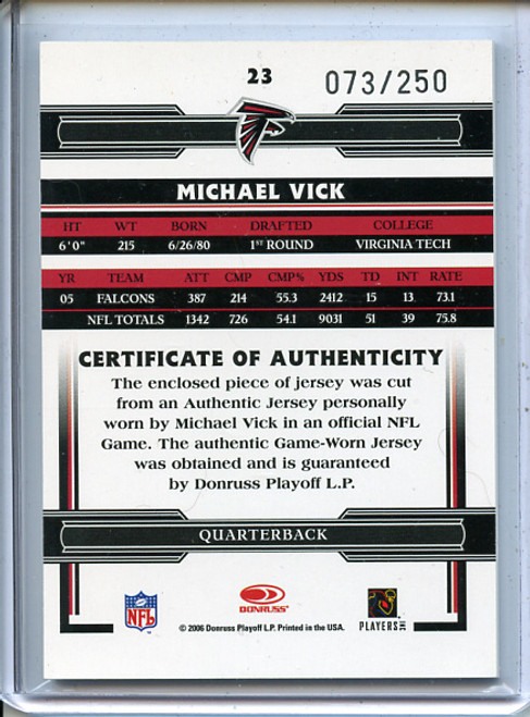 Michael Vick 2006 Donruss Threads #23 Jerseys (#073/250)