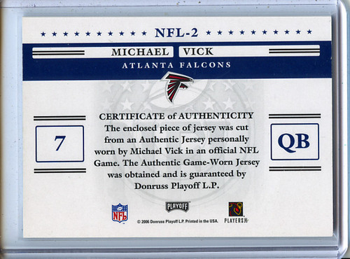 Michael Vick 2006 Playoff Prestige, Stars of the NFL Jerseys #NFL-2 (1)