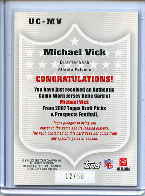 Michael Vick 2007 Draft Picks & Prospects, Upperclassmen Jersey #UC-MV Silver (#12/50)