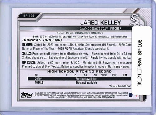 Jared Kelley 2021 Bowman Prospects #BP-106