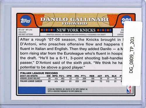 Danilo Gallinari 2008-09 Topps #201