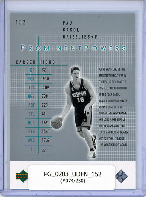 Pau Gasol 2002-03 Finite #152 Prominent Powers (#074/250)