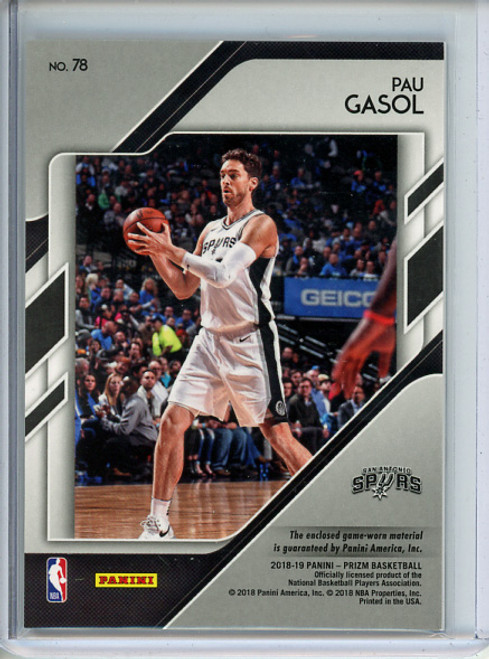 Pau Gasol 2018-19 Prizm, Sensational Swatches #78 (1)