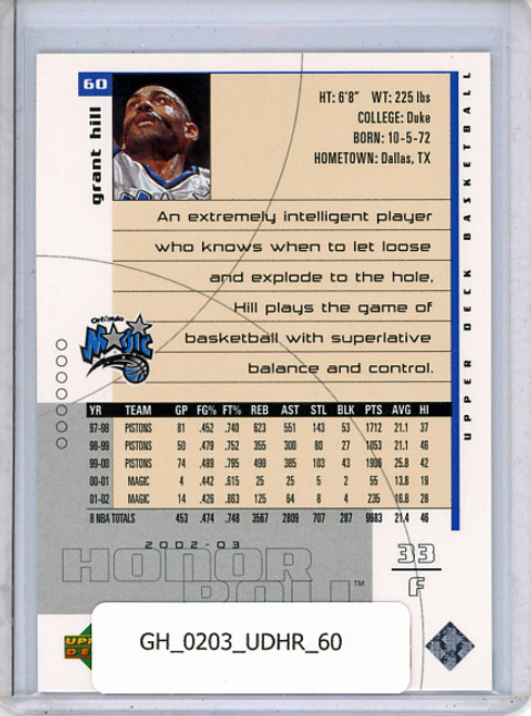 Grant Hill 2002-03 Honor Roll #60