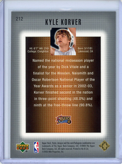 Kyle Korver 2003-04 Finite #212 Gold (#012/100)