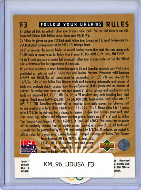 Karl Malone 1996 Upper Deck USA, Follow Your Dreams #F3