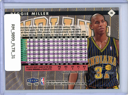 Reggie Miller 1998-99 Tradition #31