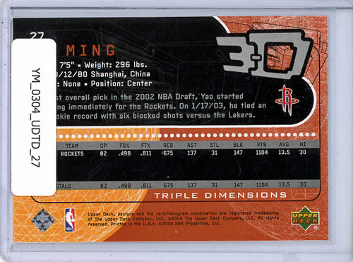 Yao Ming 2003-04 Triple Dimensions #27