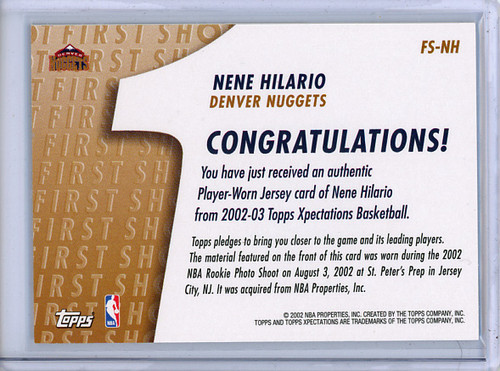 Nene 2002-03 Topps Xpectations, First Shot Relics #FS-NH (1)