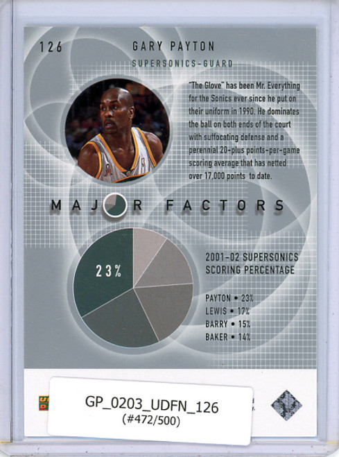 Gary Payton 2002-03 Finite #126 Major Factors (#472/500)