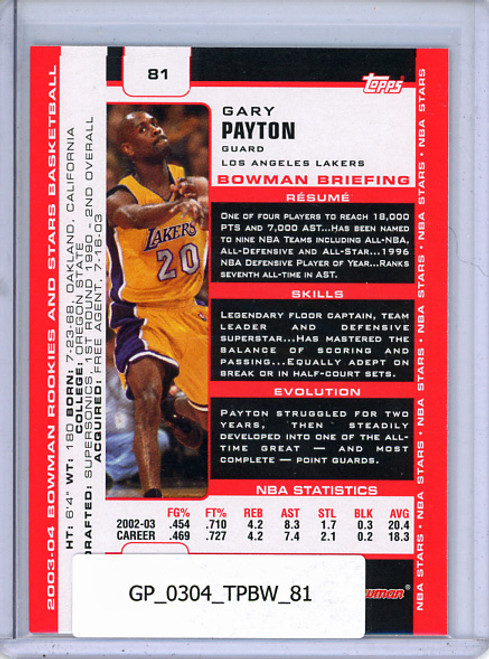 Gary Payton 2003-04 Bowman #81