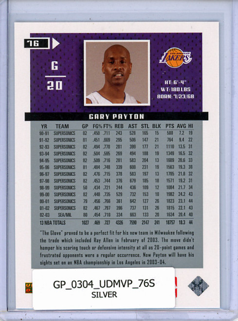 Gary Payton 2003-04 MVP #76 Silver