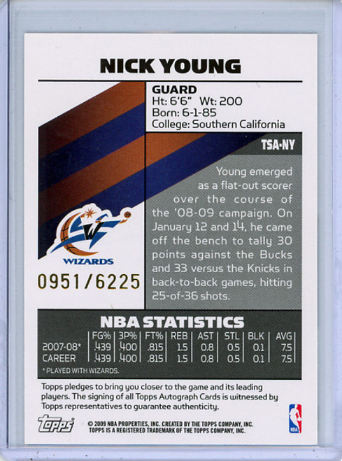 Nick Young 2008-09 Topps Signature, Autographs #TSA-NY (#051/6225)