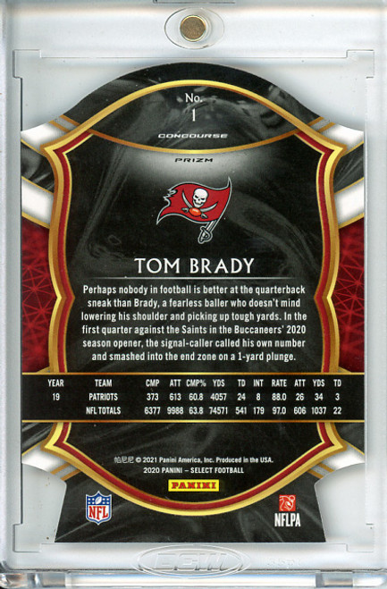 Tom Brady 2020 Select #1 Concourse Maroon Die Cut (1)
