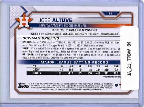 Jose Altuve 2021 Bowman #84
