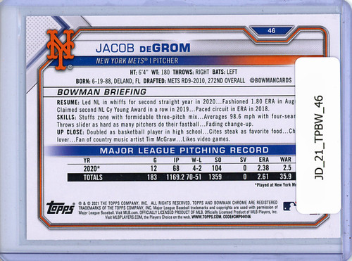 Jacob DeGrom 2021 Bowman #46