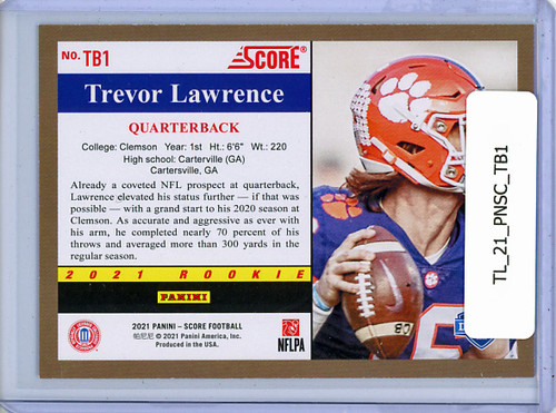 Trevor Lawrence 2021 Score, 1991 Throwback Rookies #TB1
