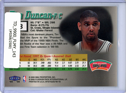 Tim Duncan 1999-00 Mystique #143 (#0268/2500)