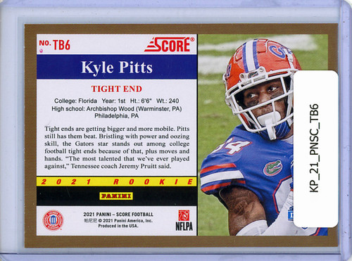 Kyle Pitts 2021 Score, 1991 Throwback Rookies #TB6