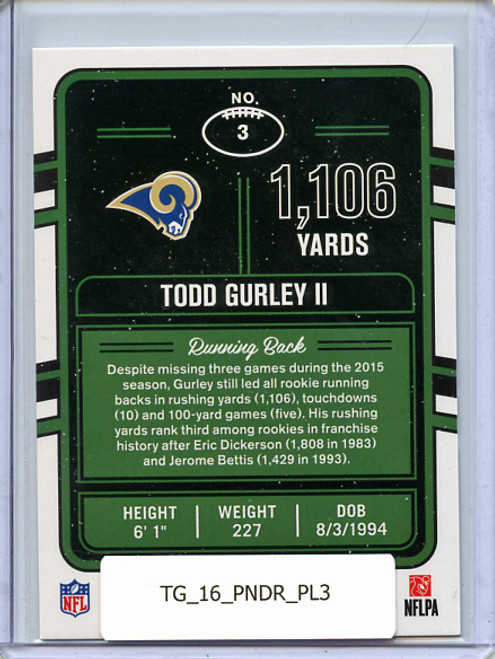 Todd Gurley 2016 Donruss, Production Line Yards #3