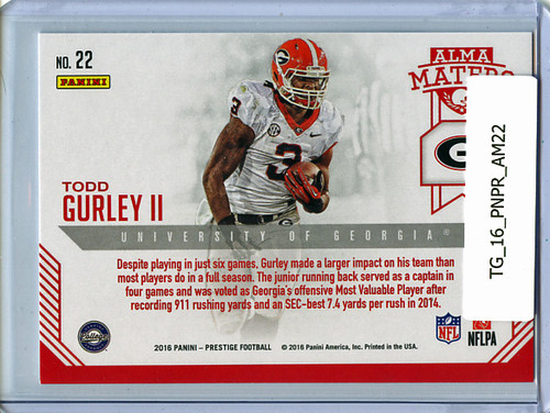 Todd Gurley 2016 Prestige, Alma Maters #22