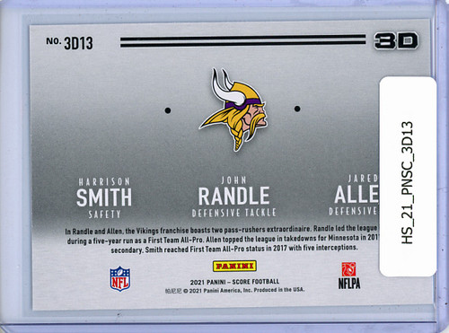 Harrison Smith, John Randle, Jared Allen 2021 Score, 3D #3D13