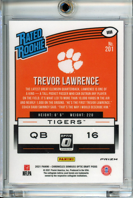 Trevor Lawrence 2021 Chronicles Draft Picks, Donruss Optic #201 Pink (1)