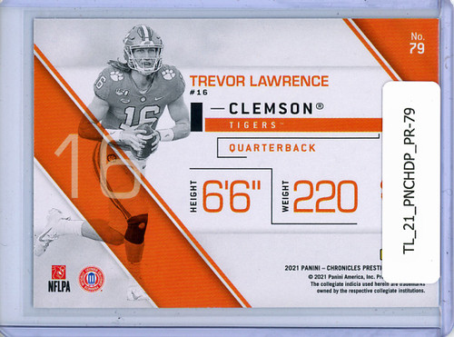 Trevor Lawrence 2021 Chronicles Draft Picks, Prestige #79