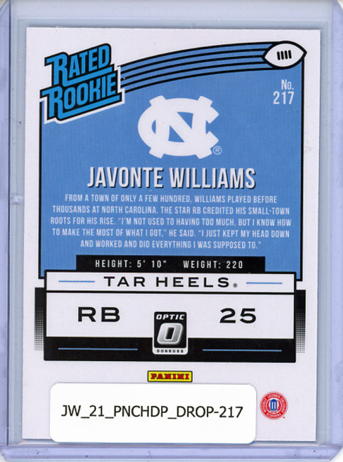 Javonte Williams 2021 Chronicles Draft Picks, Donruss Optic #217