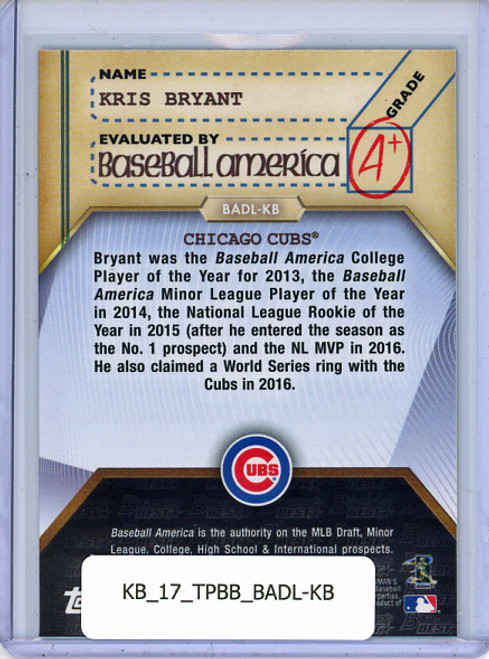 Kris Bryant 2017 Bowman's Best, Baseball America's Dean's List #BADL-KB