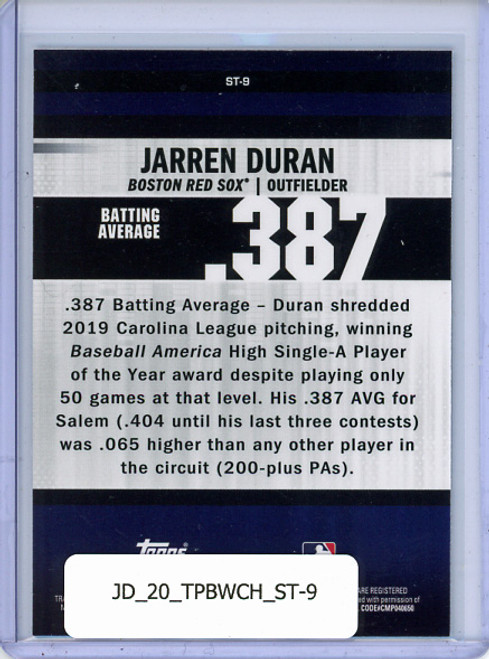 Jarren Duran 2020 Bowman Chrome, Stat Tracker #ST-9